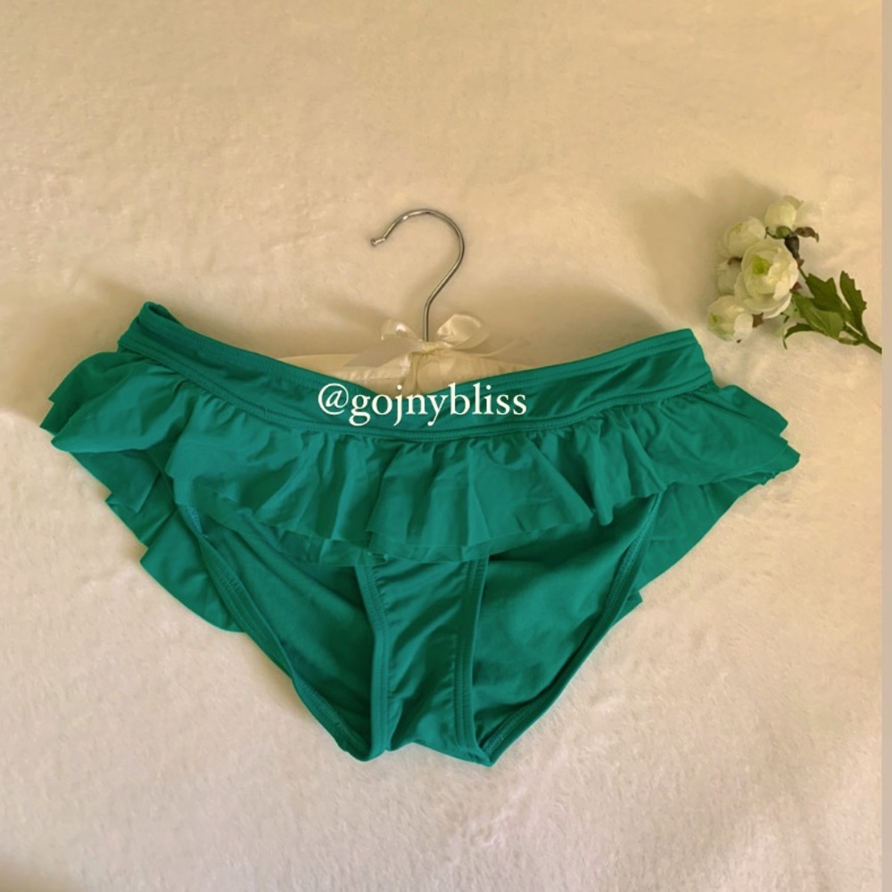KENNETH COLE Reaction • Teal Green Ruffles Bikini Bottom Womens Small • (NWOT)